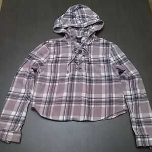 Rue 21 Flannel Lace-up Hoodie